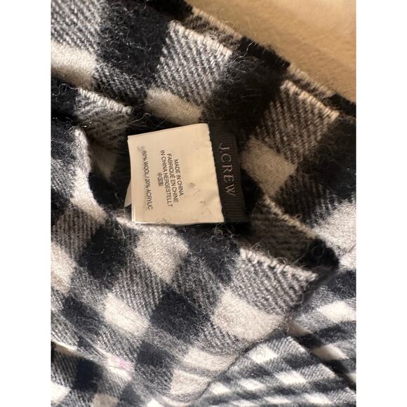 J.Crew Wool Black and White Buffalo Check Oversized Blanket Scarf - Picture 2 of 4